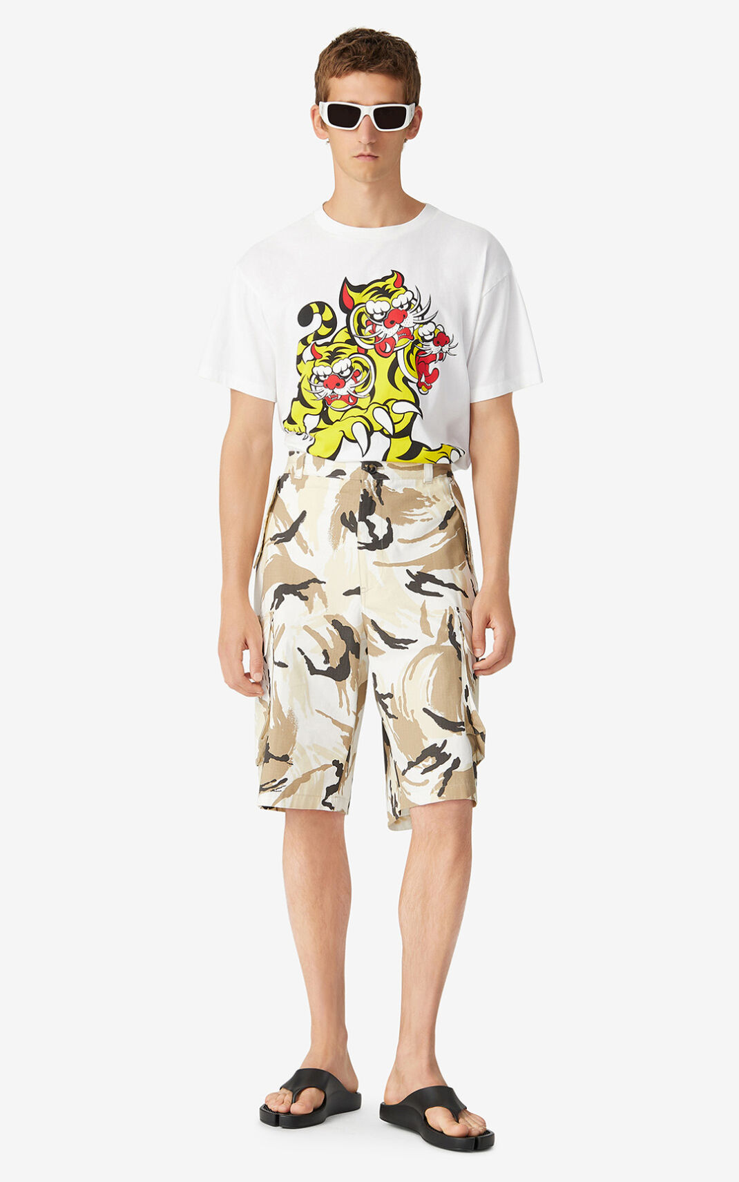 Calção Kenzo Tropic Camo cargo Masculino - Branco | 349WAEZXG